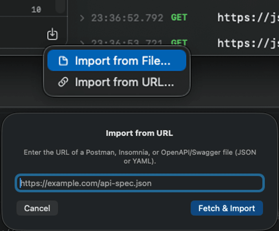 Import preview showing collections, folders, and requests to be imported