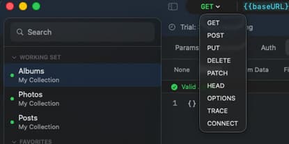 URL bar with method selector and request configuration
